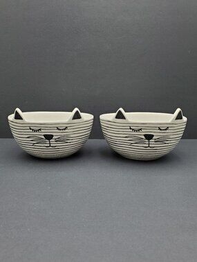 Tabletops Gallery Cat Face Soup Bowls Striped Sleeping Kitten Cereal Bowls